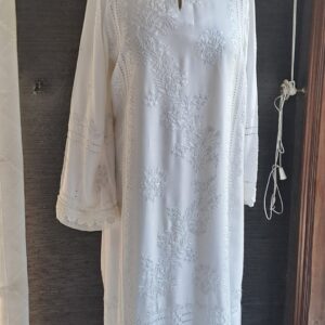 Shirt Cotton Net White On White Tarkashi
