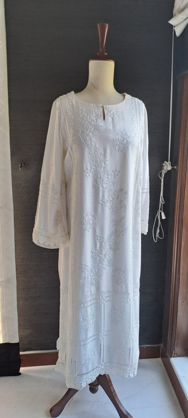 Shirt Cotton Net White On White Tarkashi