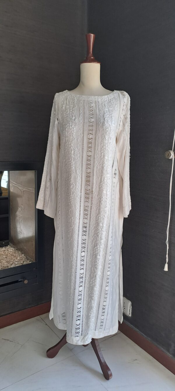 Shirt White On White Full Jaal Tarkashi - Image 4