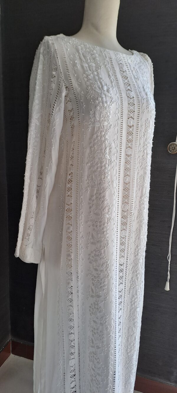 Shirt White On White Full Jaal Tarkashi - Image 3