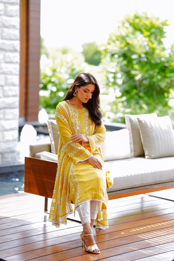 best Yellow Chiffon Shirt for eid