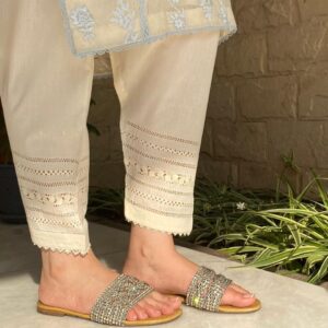 Cotton paint, tarkashi, hand made, silk shalwar, silk, embrodiery, embroidered, hand embroidered
