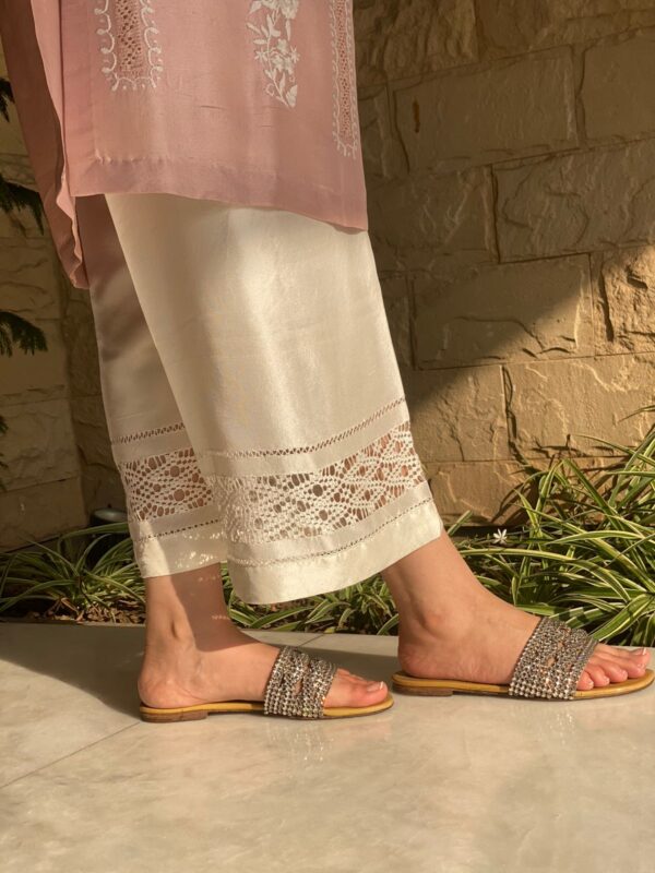Cotton paint, tarkashi, hand made, silk shalwar, silk, embrodiery, embroidered, hand embroidered