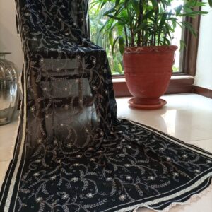 Noor-e-Siyah Dupatta, Cotton paint, tarkashi, hand made, silk shalwar, silk, embrodiery, embroidered, hand embroidered