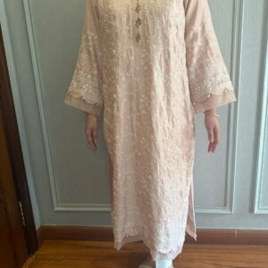 Raw silk embroidered tunic, sophisticated and elegant look