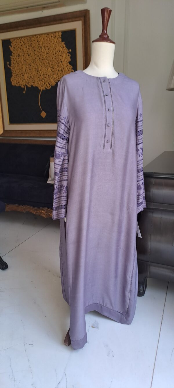 2 Piece Purple Cotton Net  Tarkashi work - Image 5